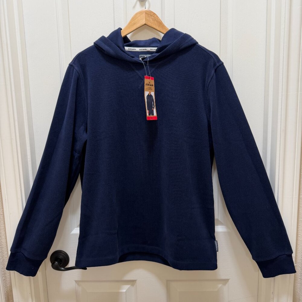 Eddie Bauer Men’s Textured Lounge Hoodie Pullover Size M Navy Soft Pullover NEW